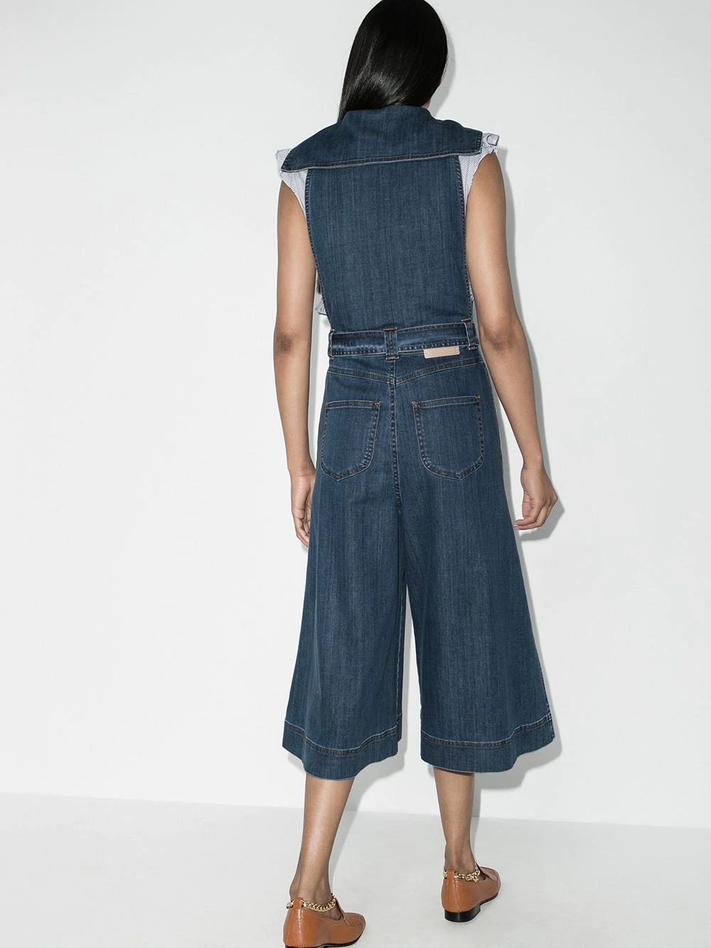 cropped denim jumpsuit - 3