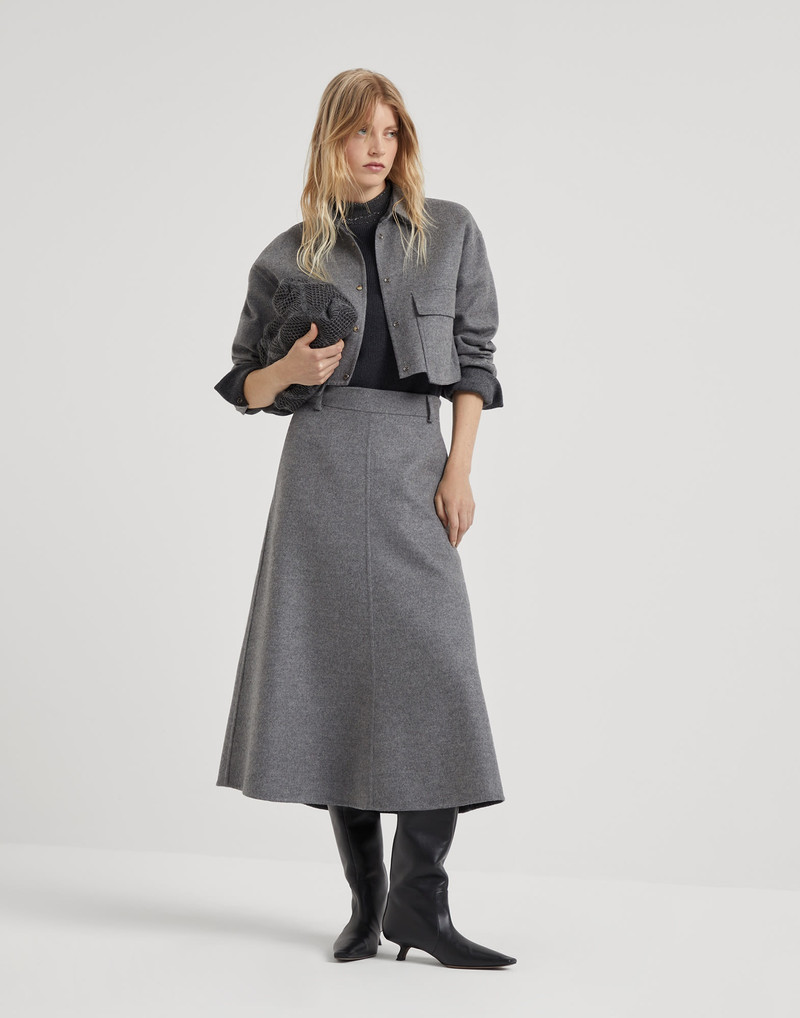 Virgin wool double cloth flute skirt 4