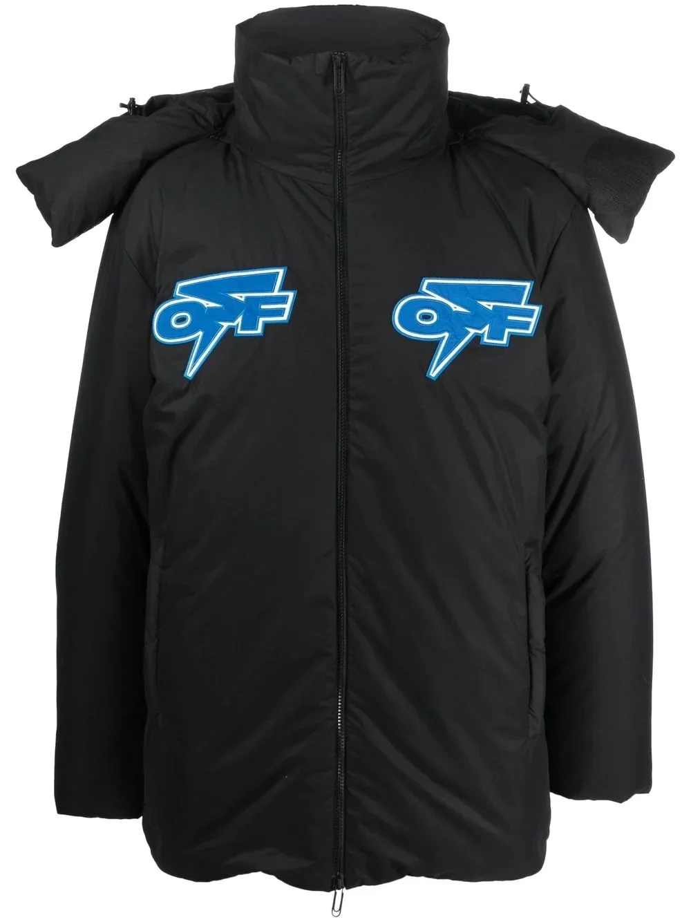 logo-patch padded short jacket - 1