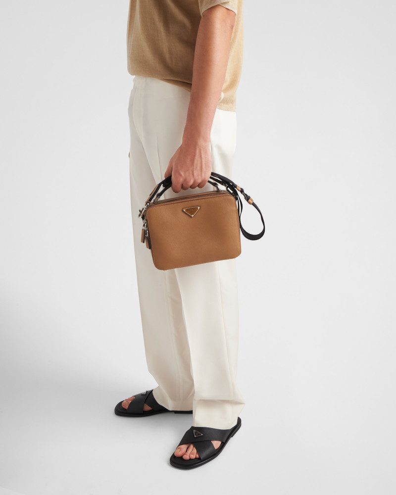 Prada Saffiano leather crisscross slides outlook