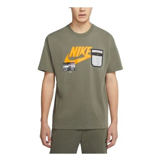 Nike Sportswear logo Printing Cozy Round Neck Short Sleeve Yellow CZ4662-380 - 1