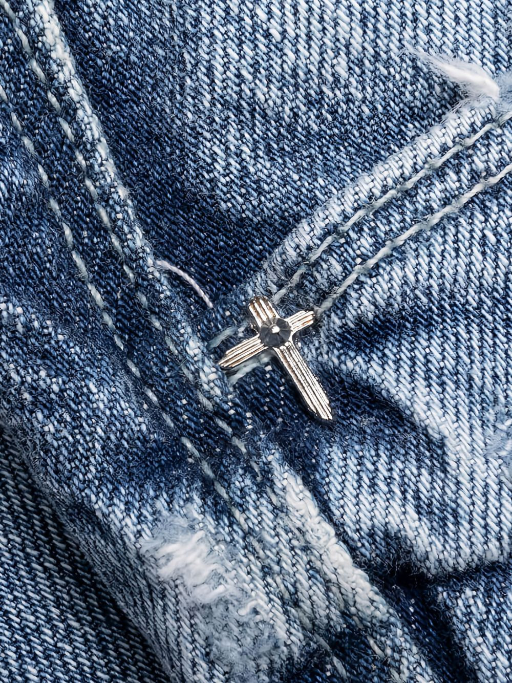 Bryant embroidered-cross jeans - 5