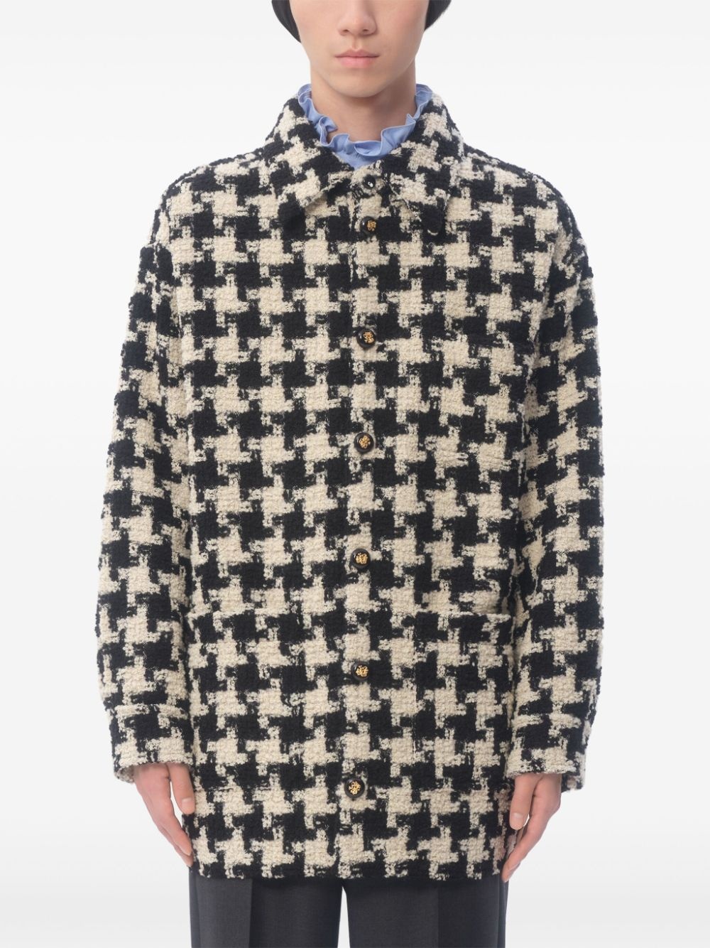 pied-de-coque wool shirt jacket - 3
