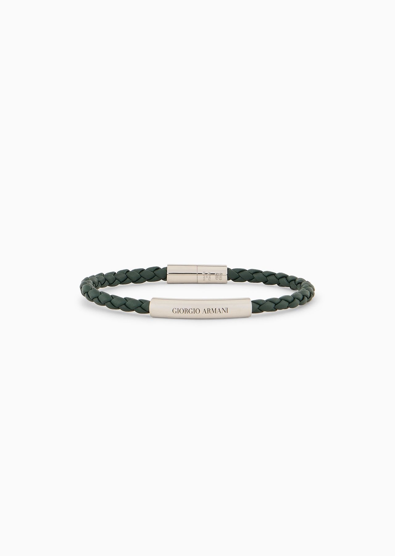 Plaited-leather bracelet with 925 sterling silver details - 1