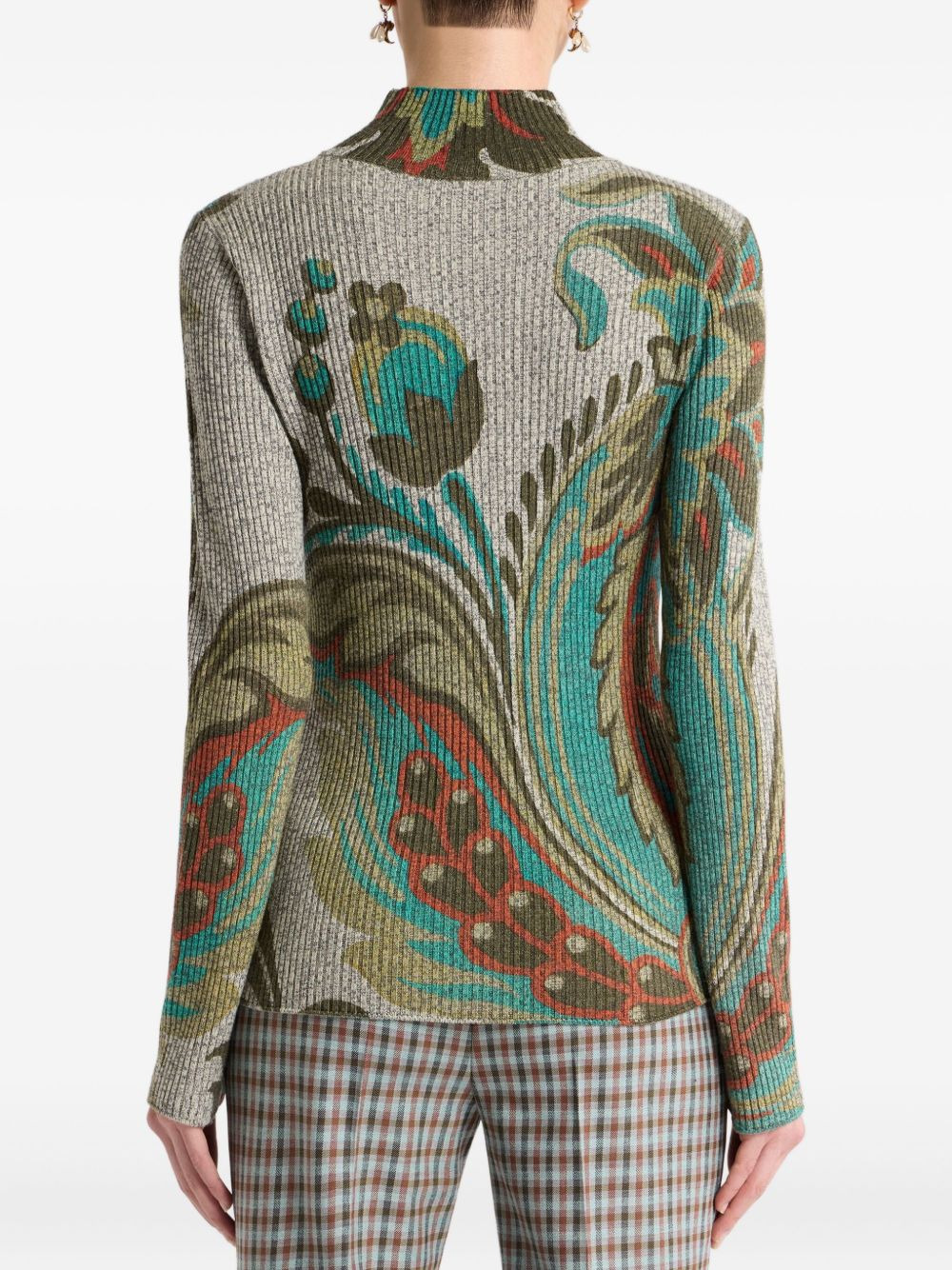 ribbed paisley-print turtleneck sweater - 3