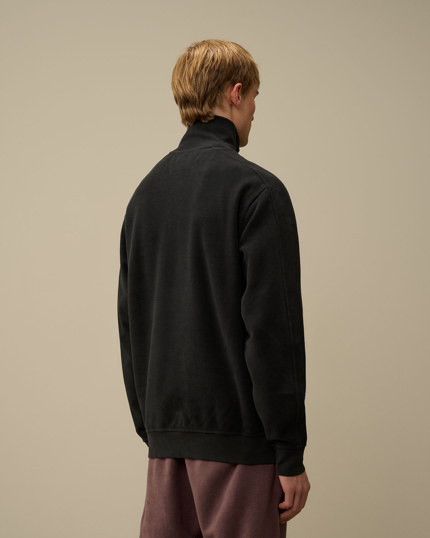 Reverse Brushed & Emerized Diagonal Fleece Half Zipped Sweatshirt - 3