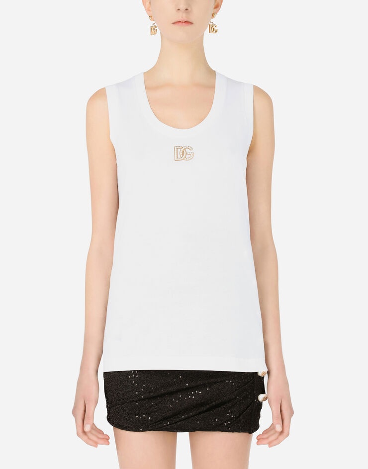 Jersey tank top with crystal DG embellishment - 1