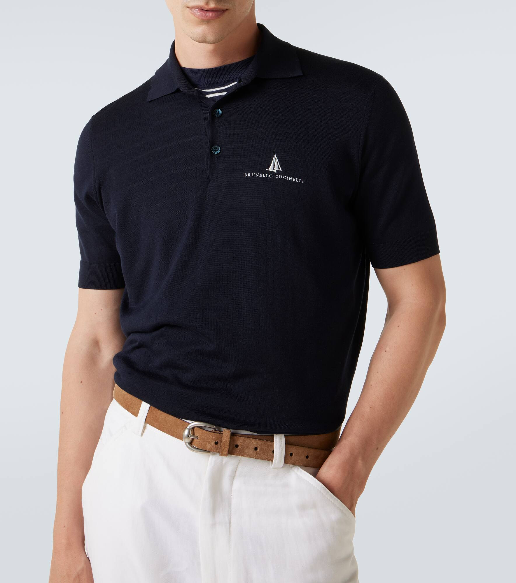 Logo silk and cotton polo shirt - 5