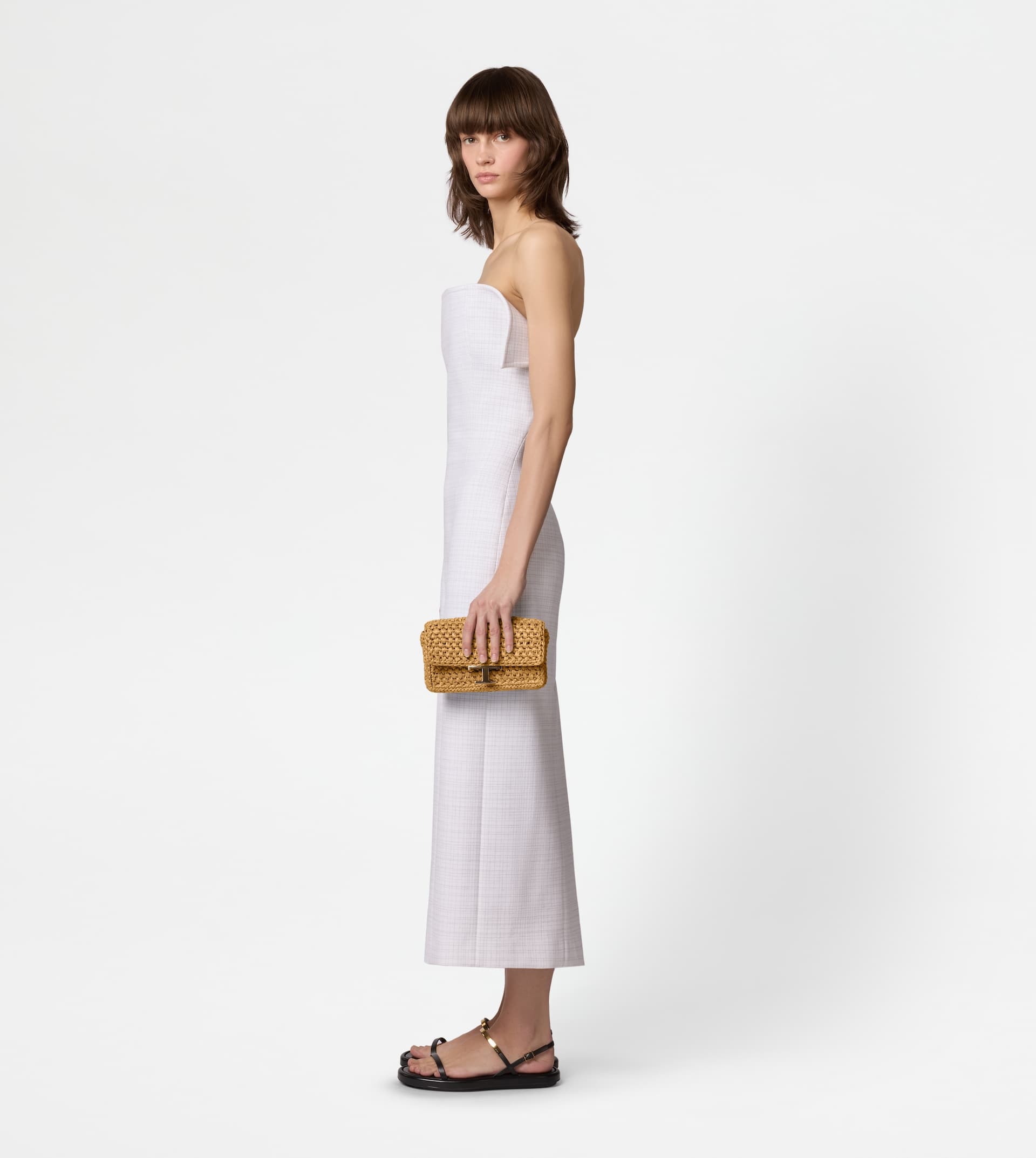 T TIMELESS FLAP BAG IN RAFFIA MICRO - BEIGE - 6