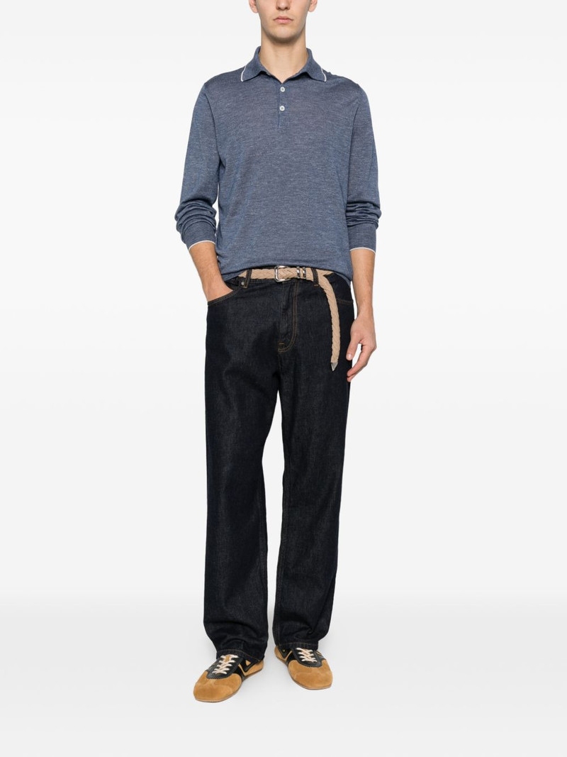 Brunello Cucinelli button-up ribbed-knit polo shirt outlook