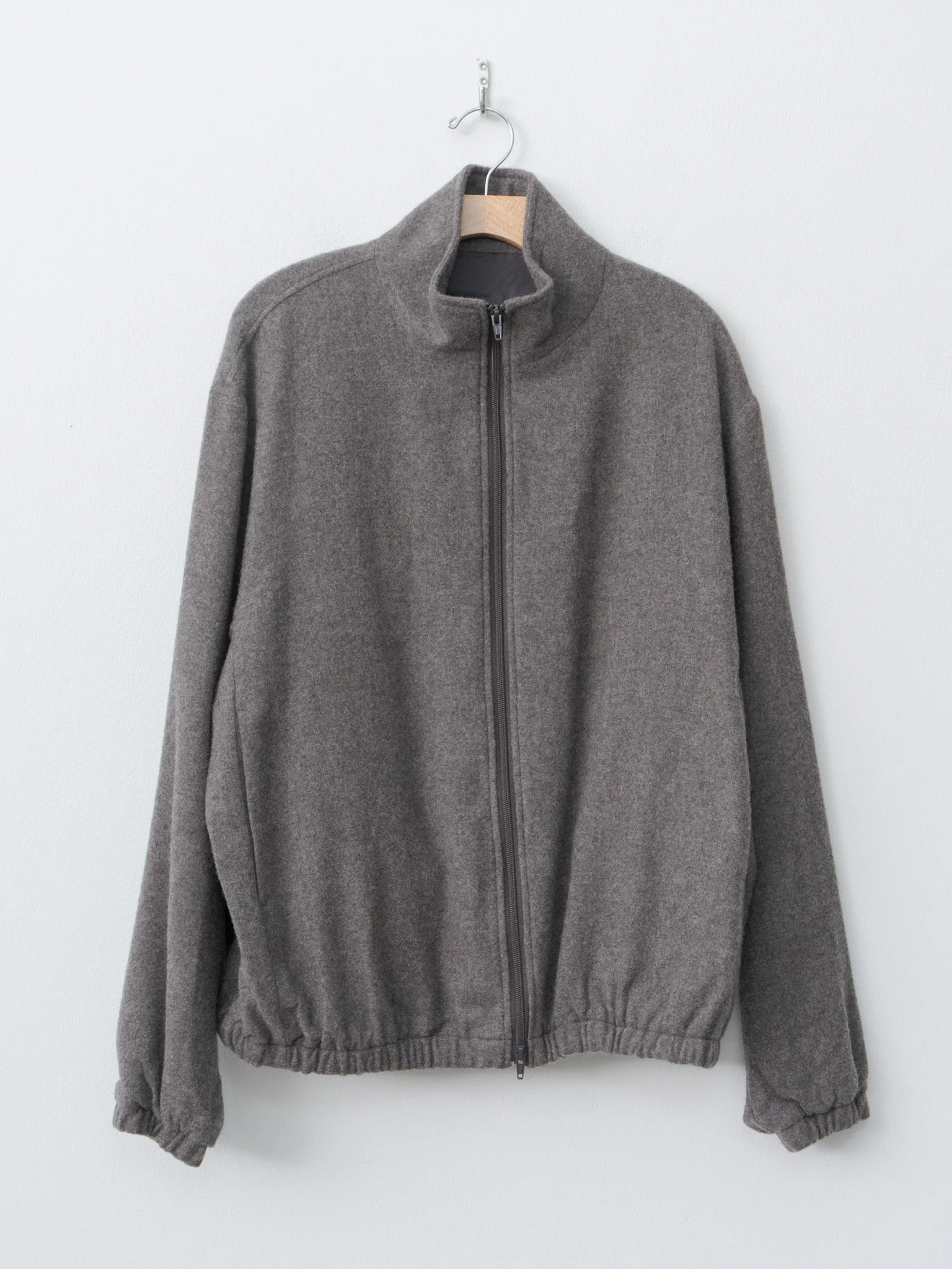 Wool Cashmere Fleece Zip Blouson - Grey Brown - 1