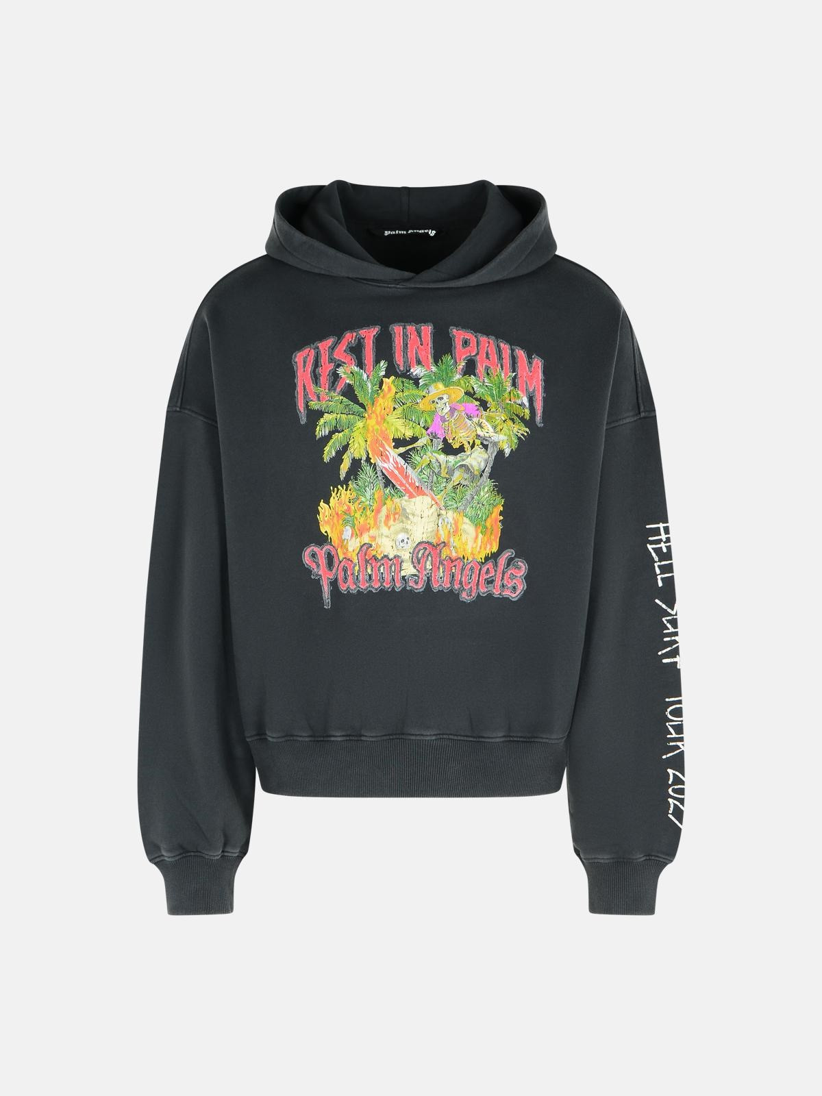 'REST IN PALM' BLACK COTTON SWEATSHIRT - 1