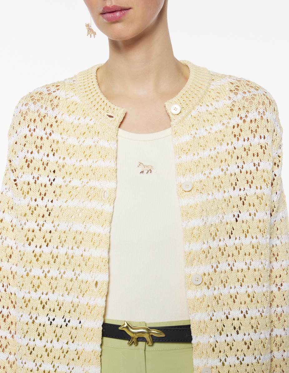 STRIPED LACE KNIT CARDIGAN - 4