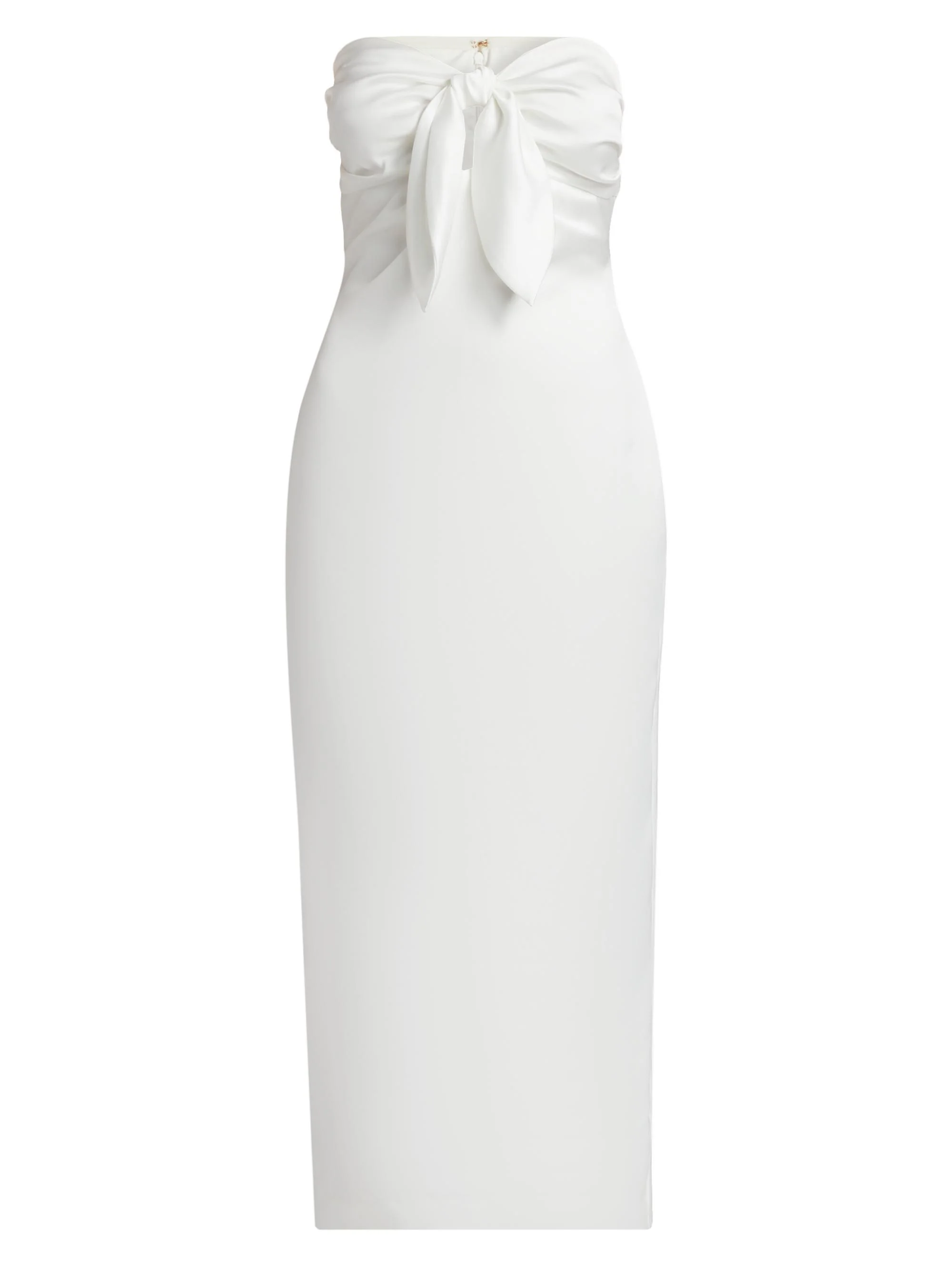 Women's Orion Knotted Satin Midi-Dress - Ivory - 1
