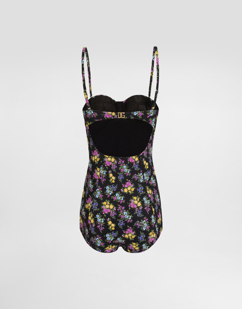 Dolce & Gabbana Small floral-print balconette one-piece swimsuit outlook