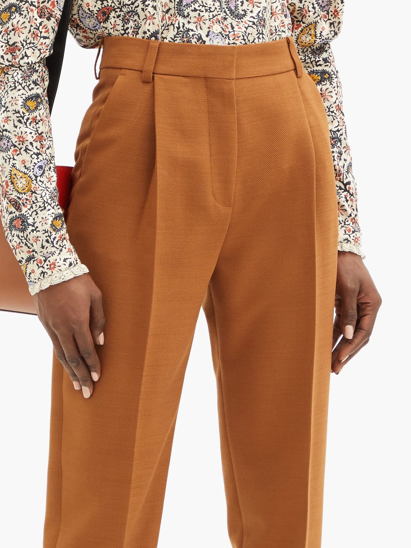 City cropped pleated-rise twill trousers - 3