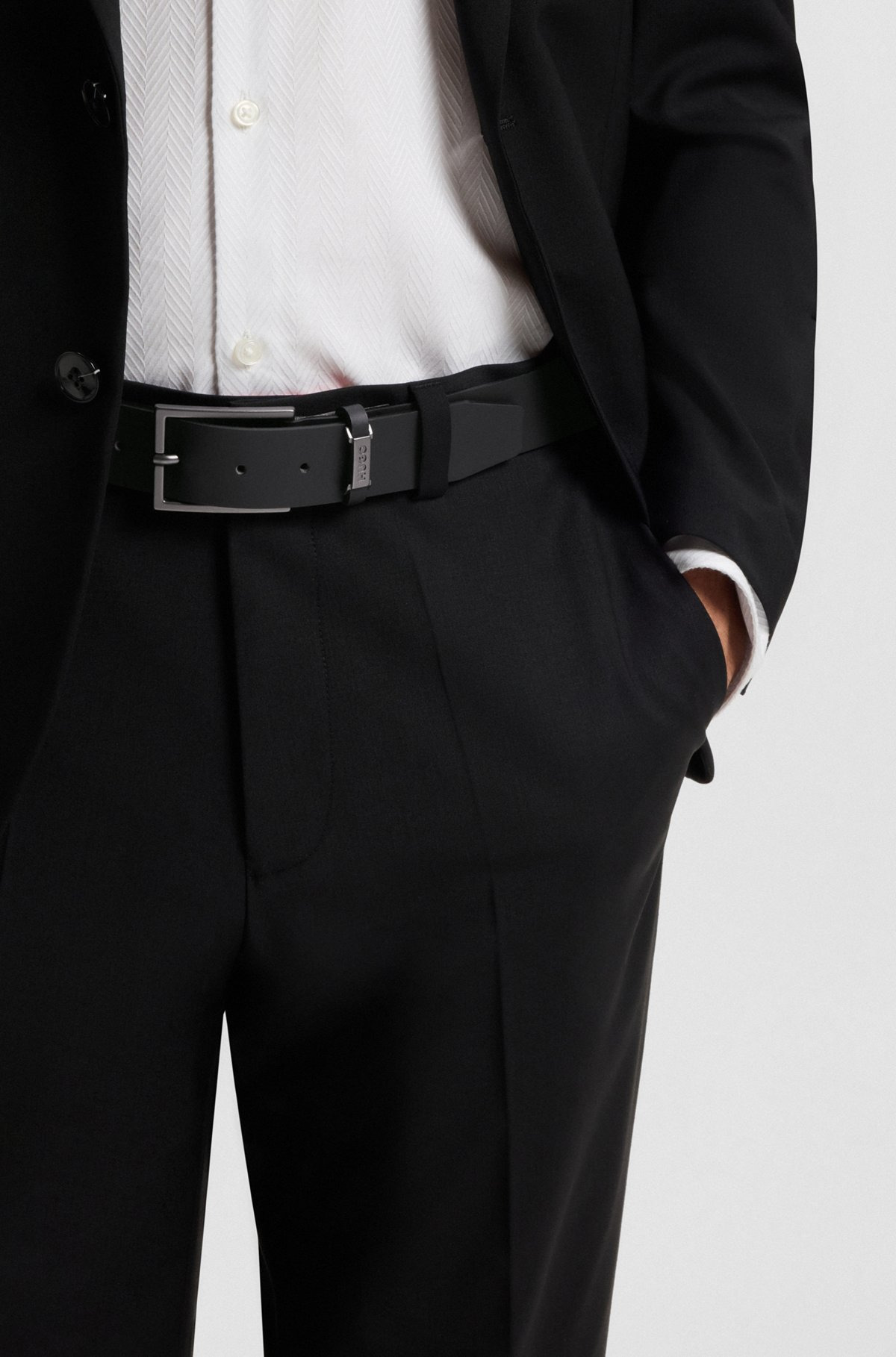 LEATHER BELT WITH LOGO-PLATE KEEPER - 2