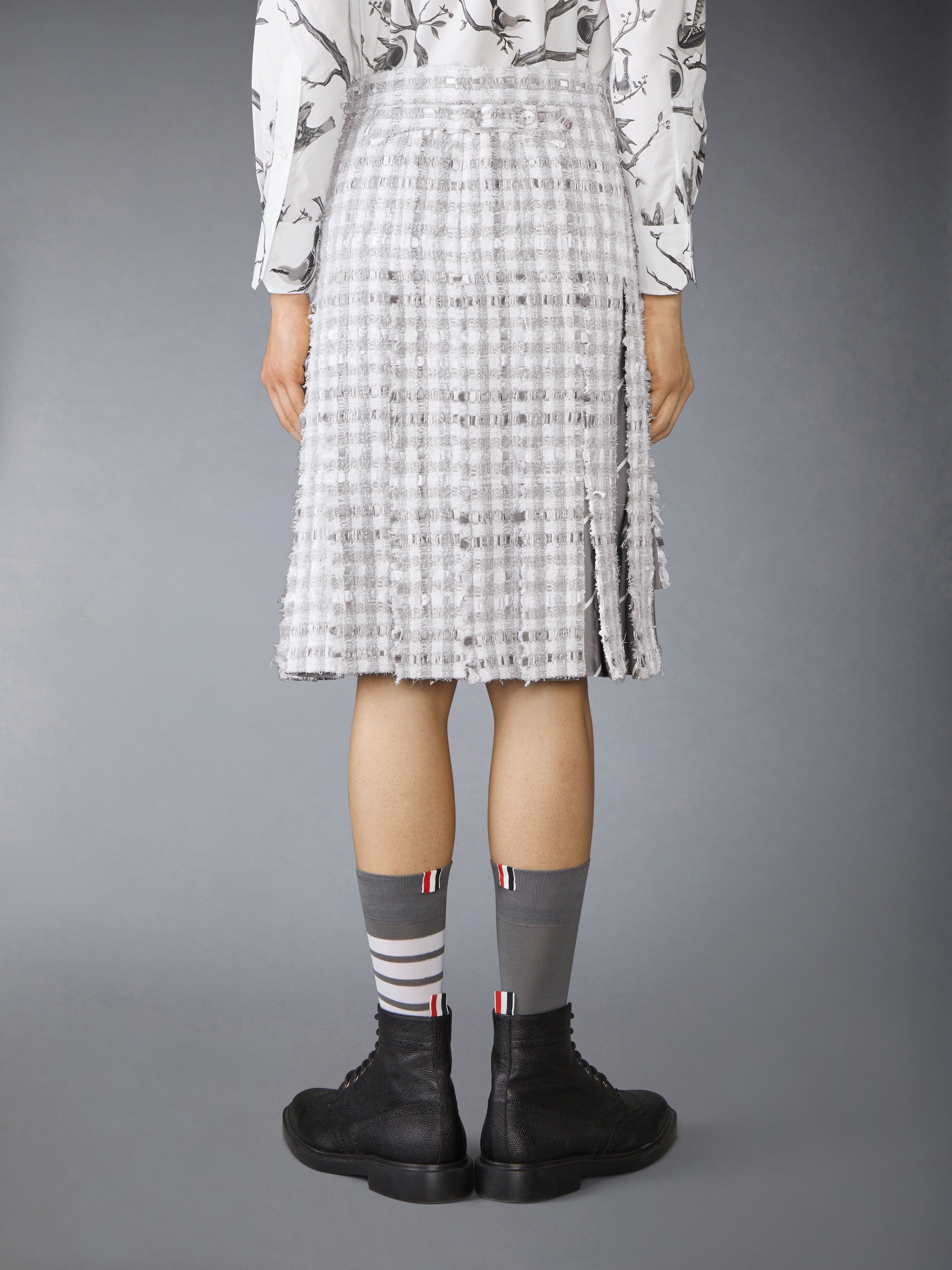 GINGHAM TWEED LOW RISE PLEATED SKIRT - 4
