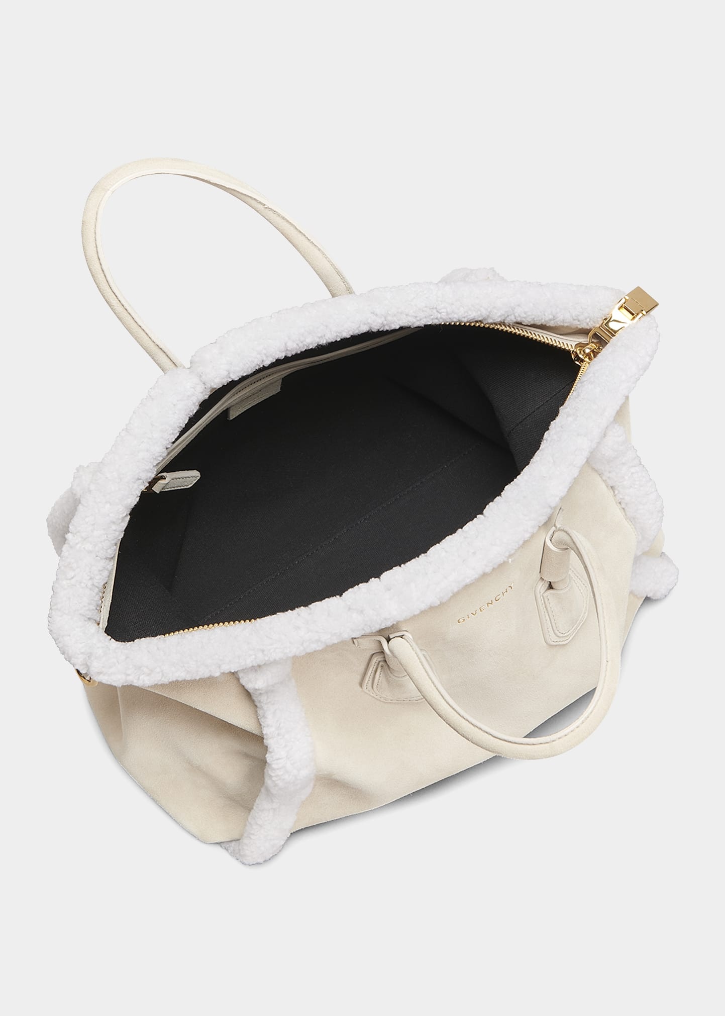 Small Antigona Sport Shoulder Bag in Suede & Shearling - 4