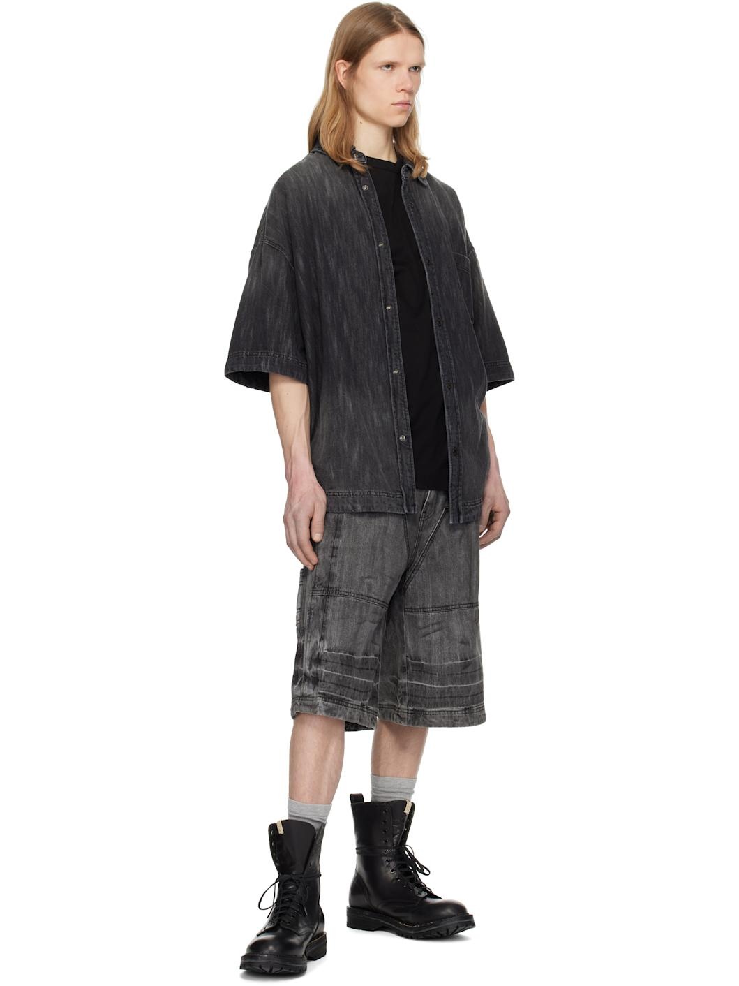Juun. J Gray Washed Long Denim Shorts - 4