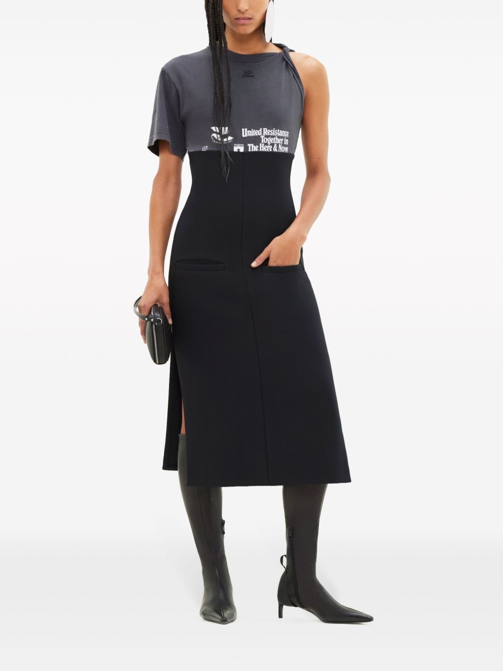 logo-print panelled midi dress - 2