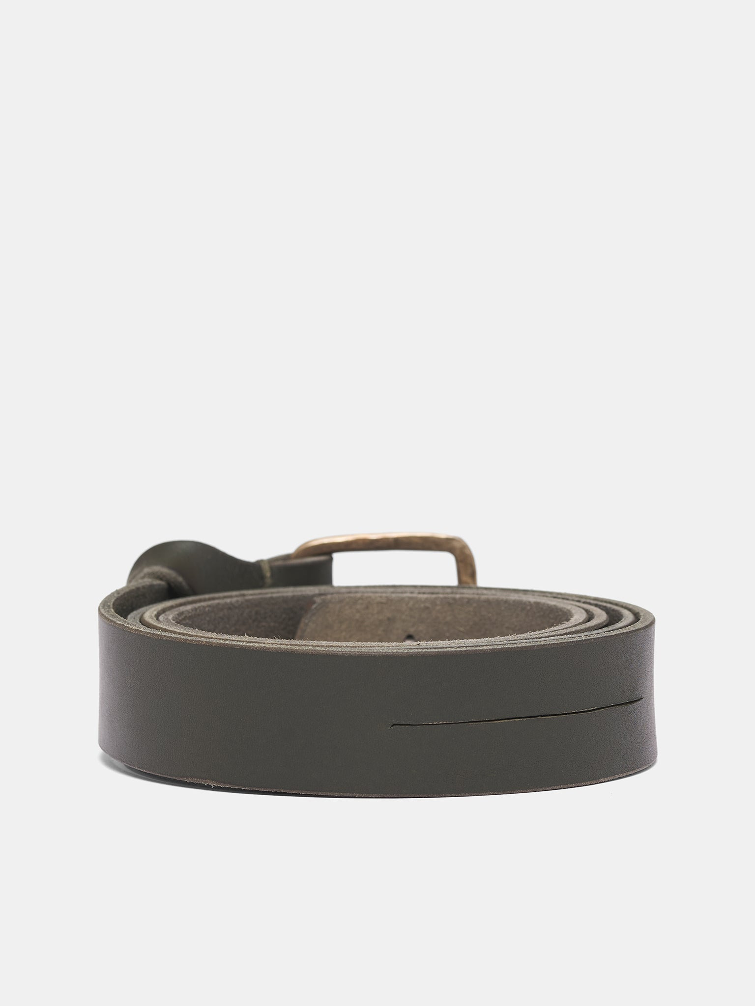Green Leather Q Buckle Belt - 2