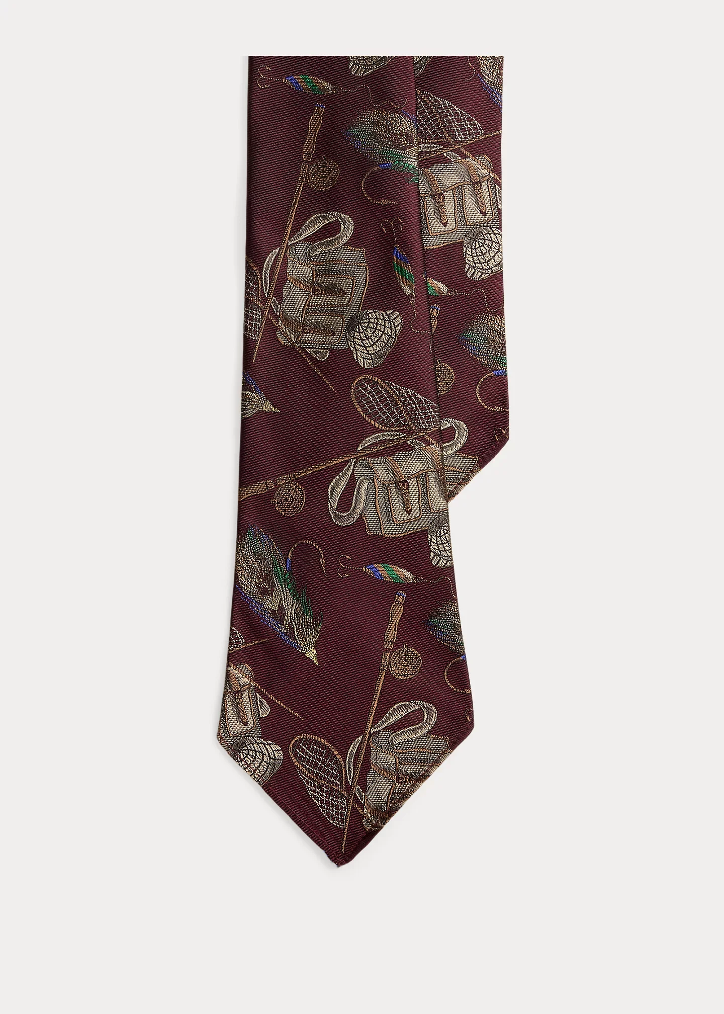 Vintage-Inspired Fishing-Print Silk Tie - 1