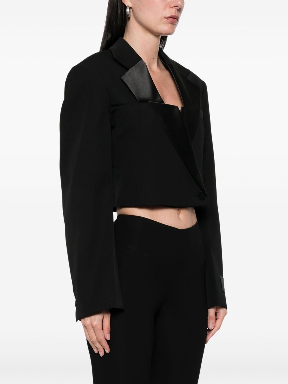 double-breasted cropped blazer - 3