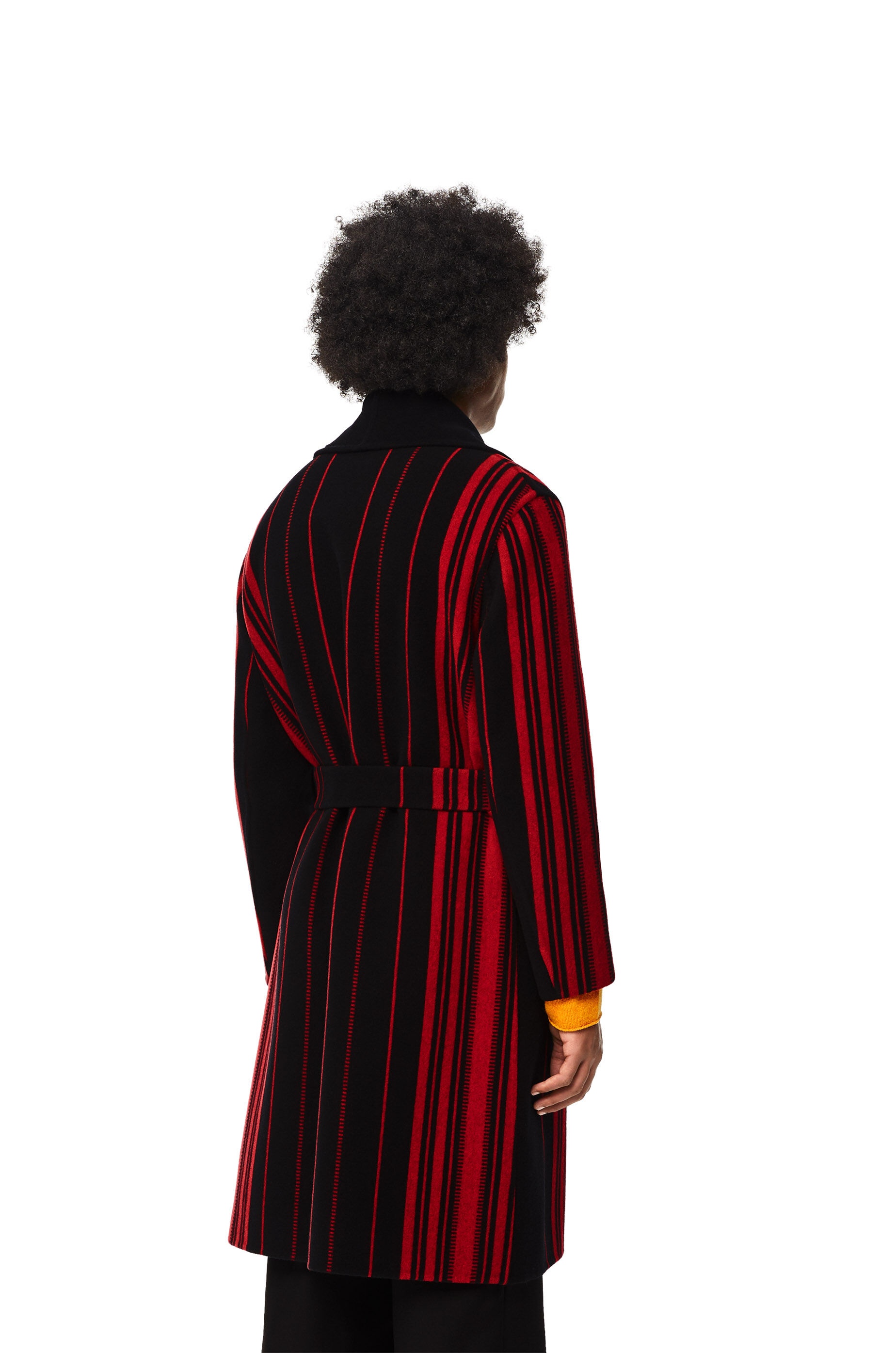 Stripe belted coat in wool and cashmere - 4