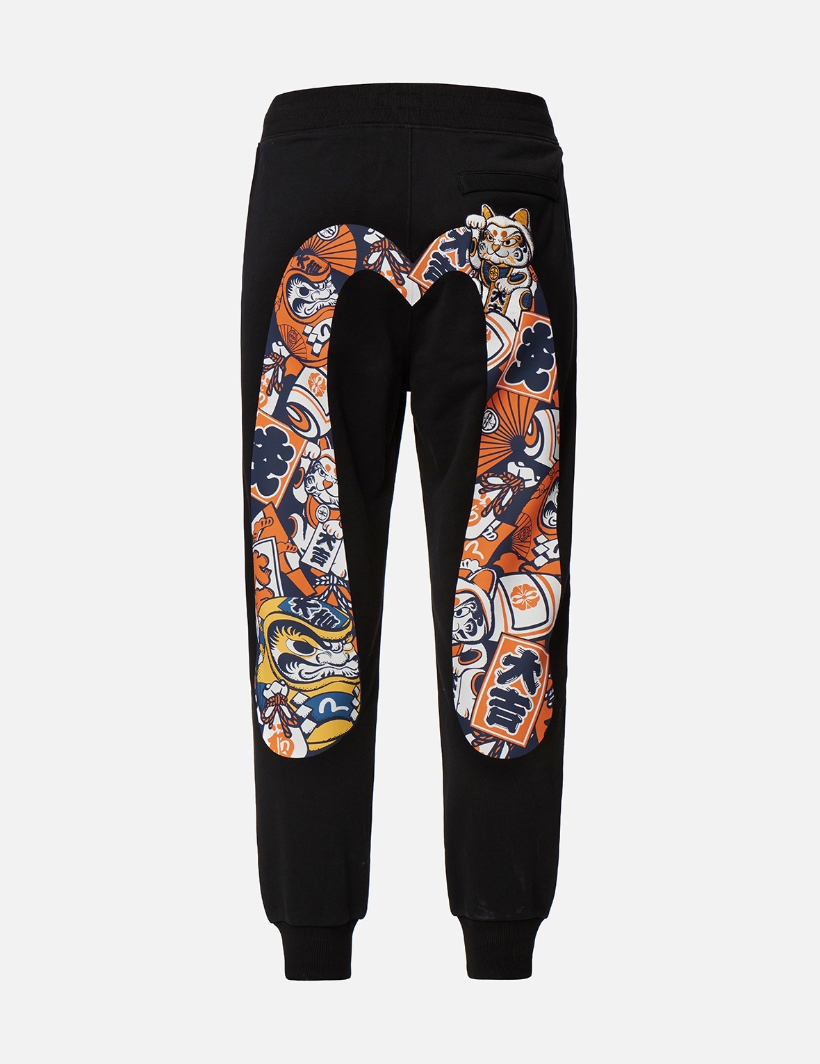 EVISU SQUAD DAICOCK PRINT WITH FORTUNE CAT EMBROIDERY SWEATPANTS - 2