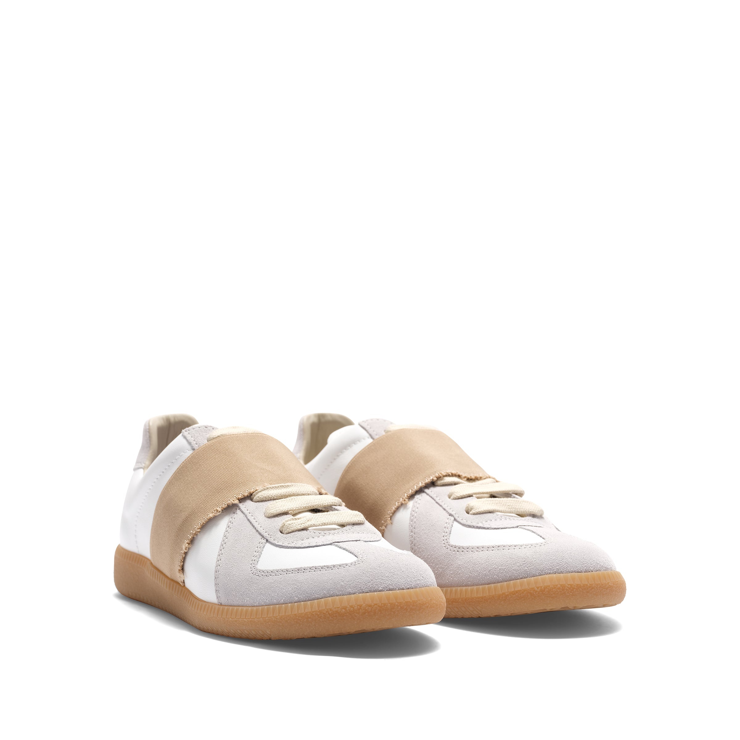 Replica Leather Sneakers in White/Nude - 2