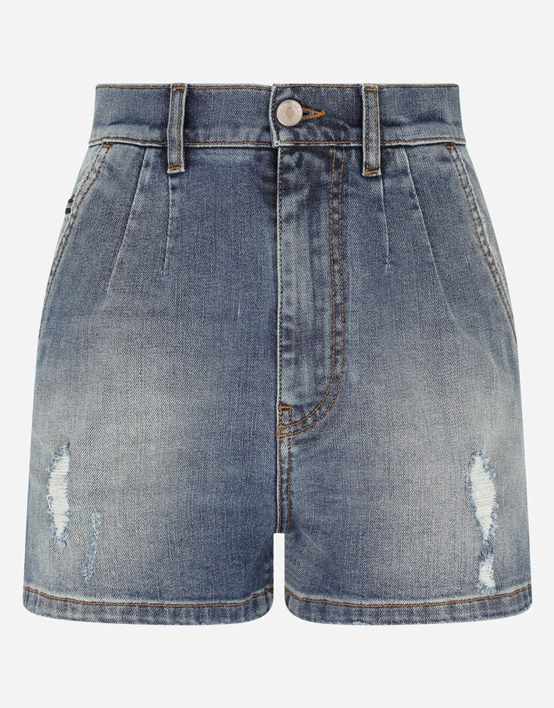 Denim shorts with ripped details 1