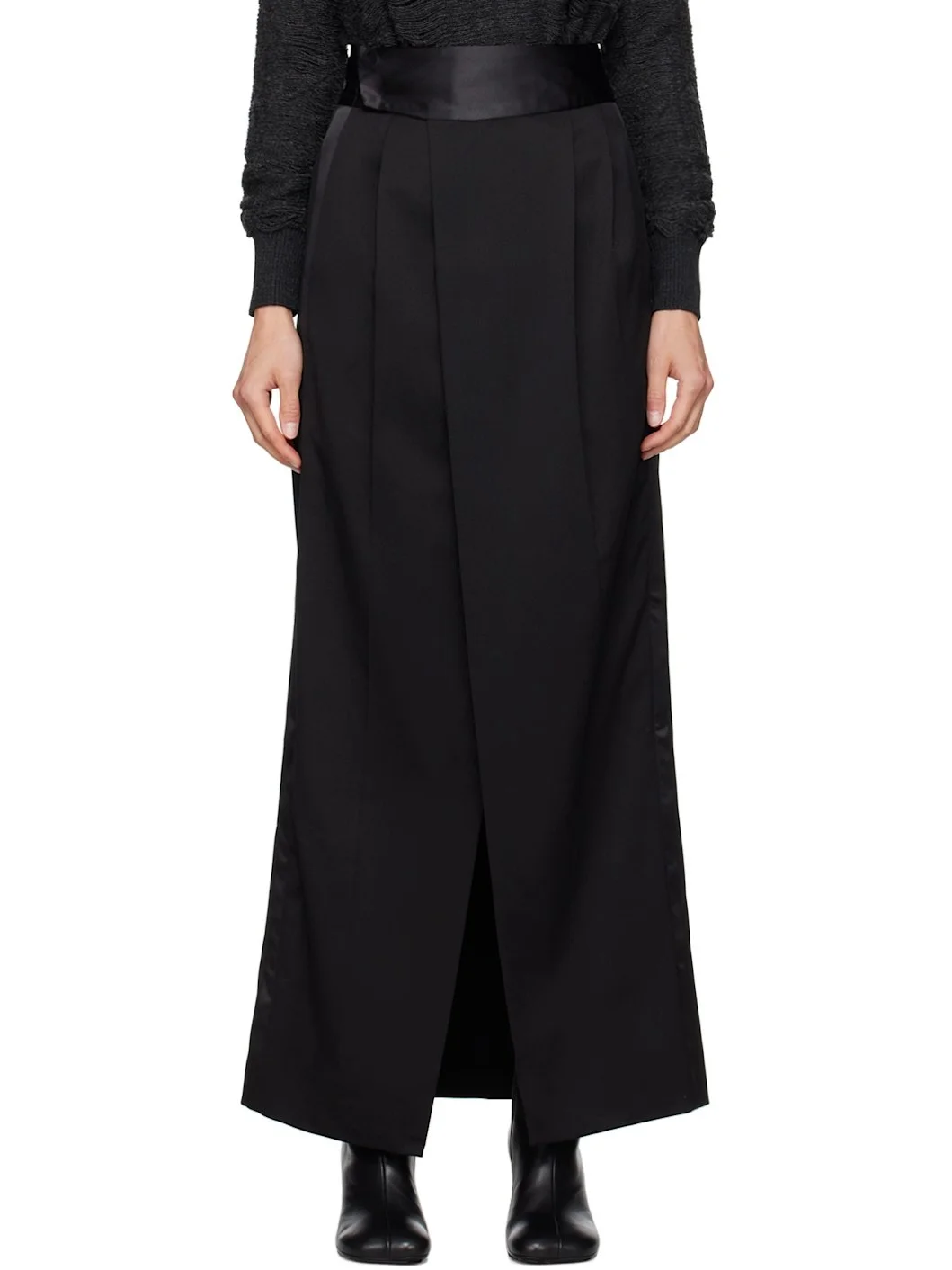 Black Wrap Maxi Skirt - 1