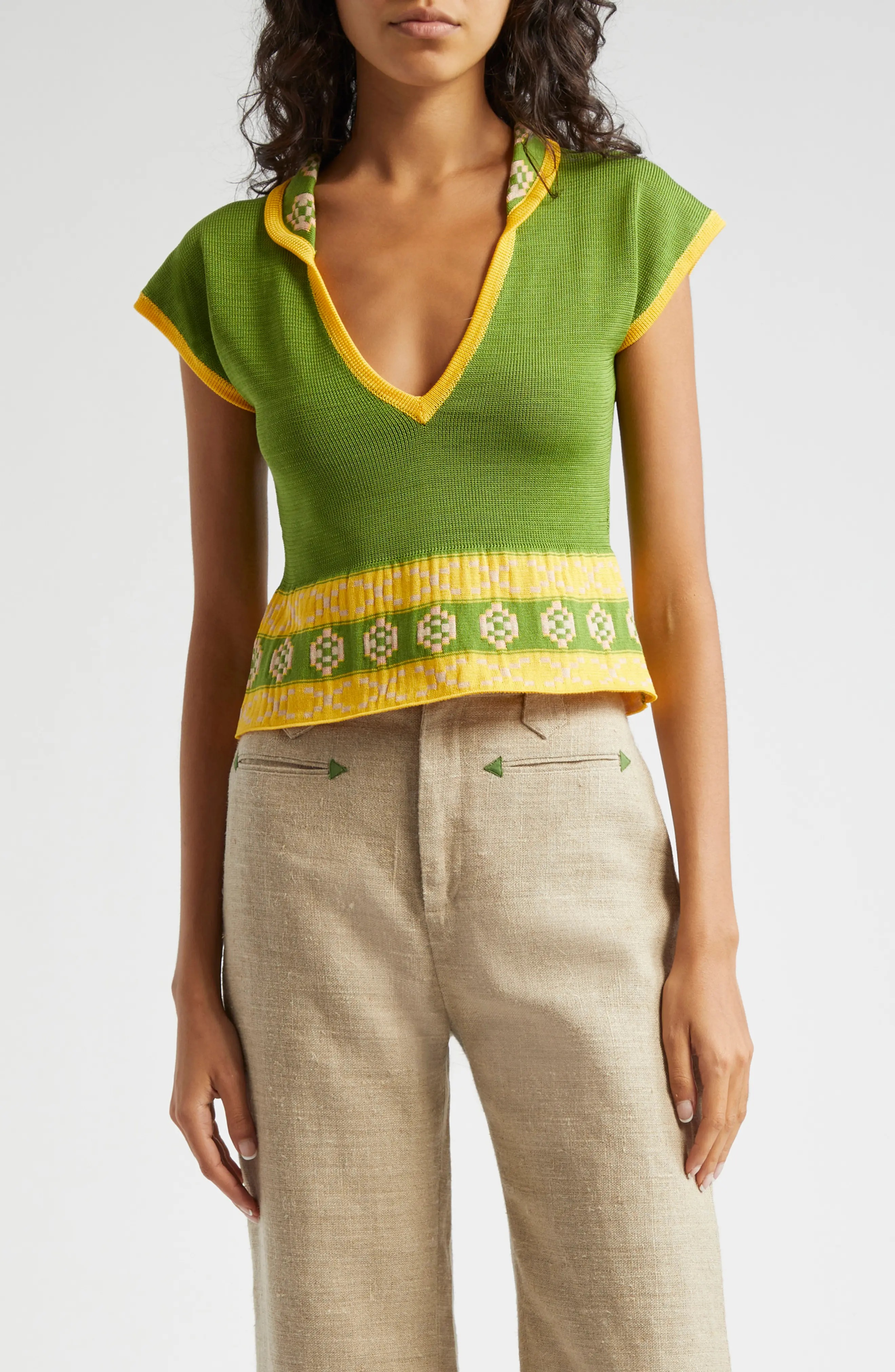 Wellfleet Cotton Jacquard Polo Sweater - 1