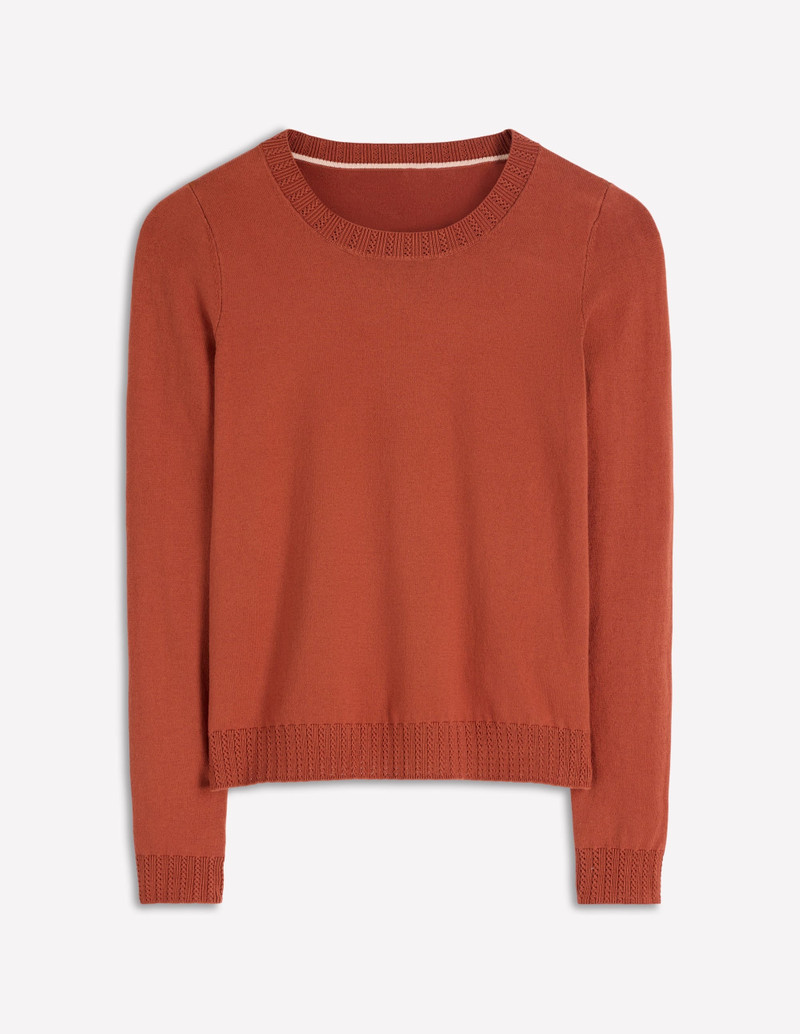 Emilia Cotton Crew Sweater-Roasted Chestnut Brown 6