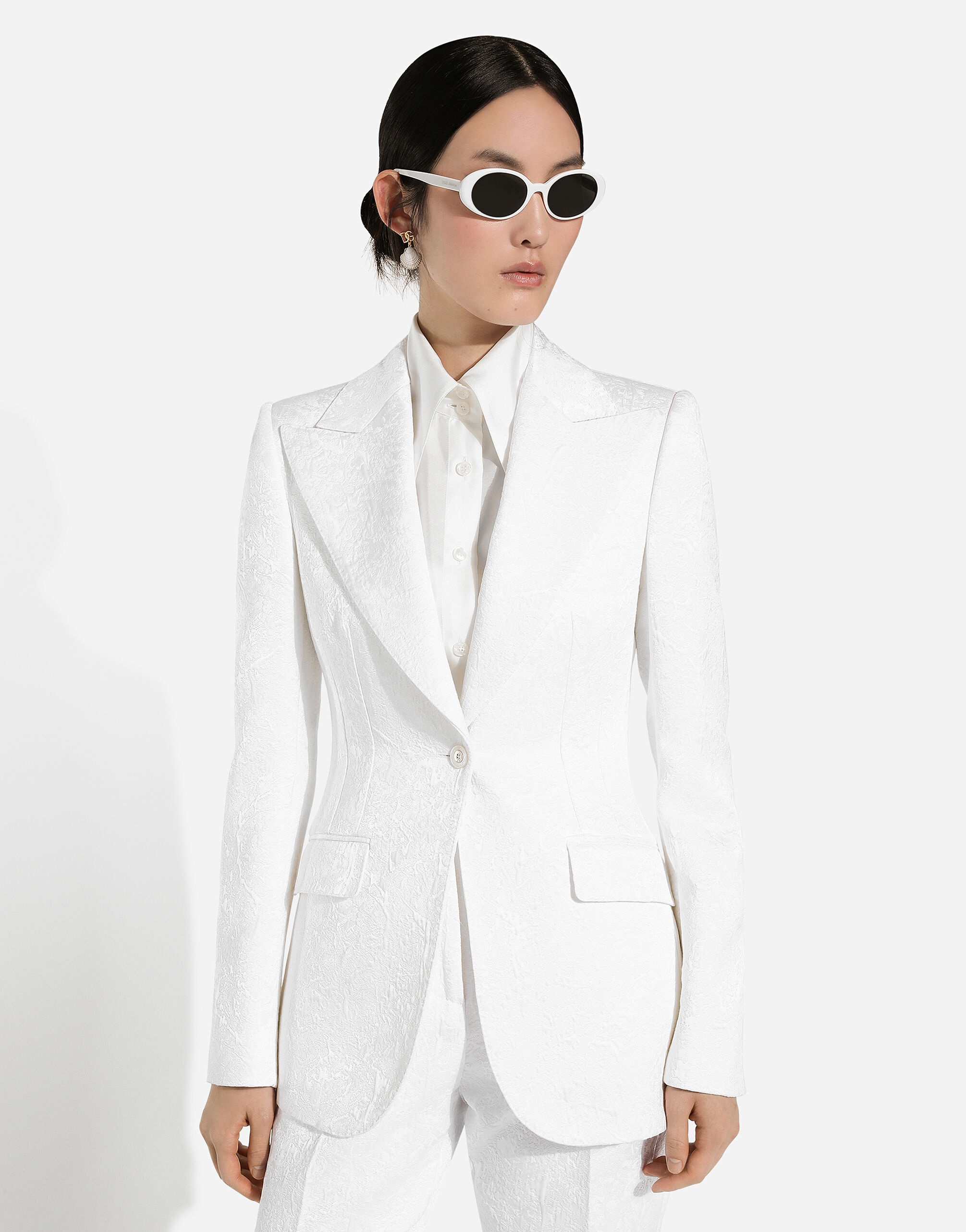 Single-breasted brocade Turlington blazer - 4