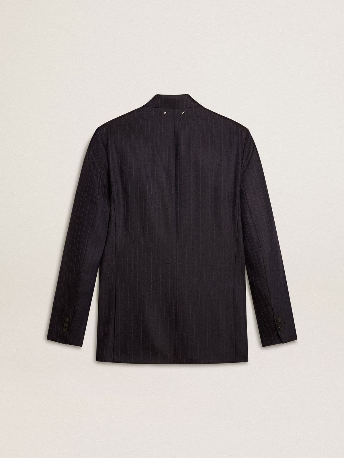 Men's midnight blue wool double-breasted blazer - 6