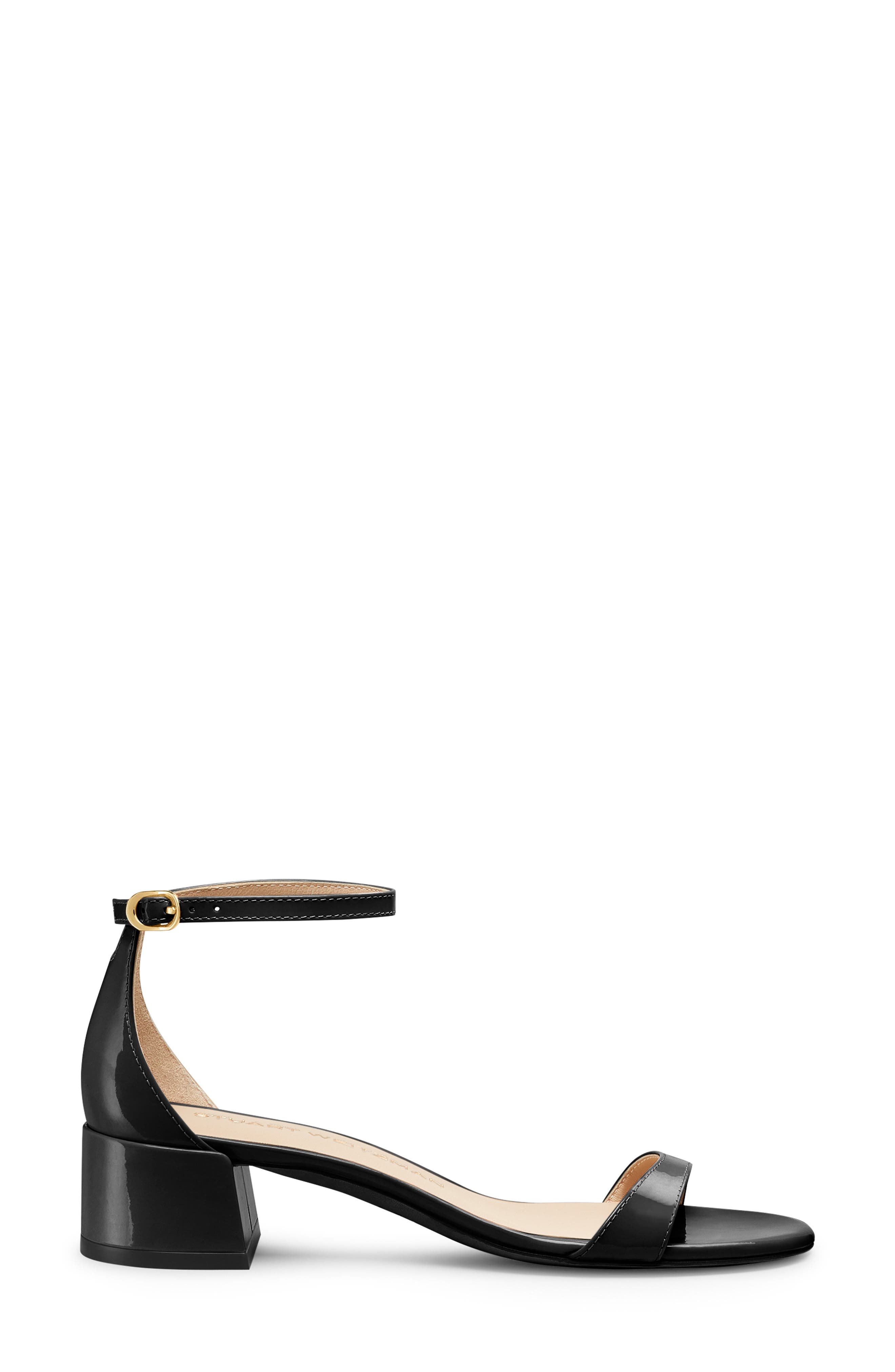 Stuart Weitzman Nudist Block 35 Ankle Strap Sandal in Black at Nordstrom - 3