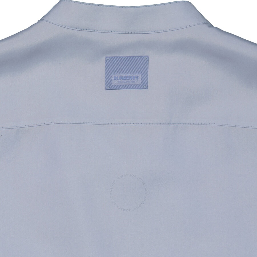 Burberry Ladies Pale Blue Suziesl Logo Detail Sleeveless Silk Crepe De Chine Shirt - 7