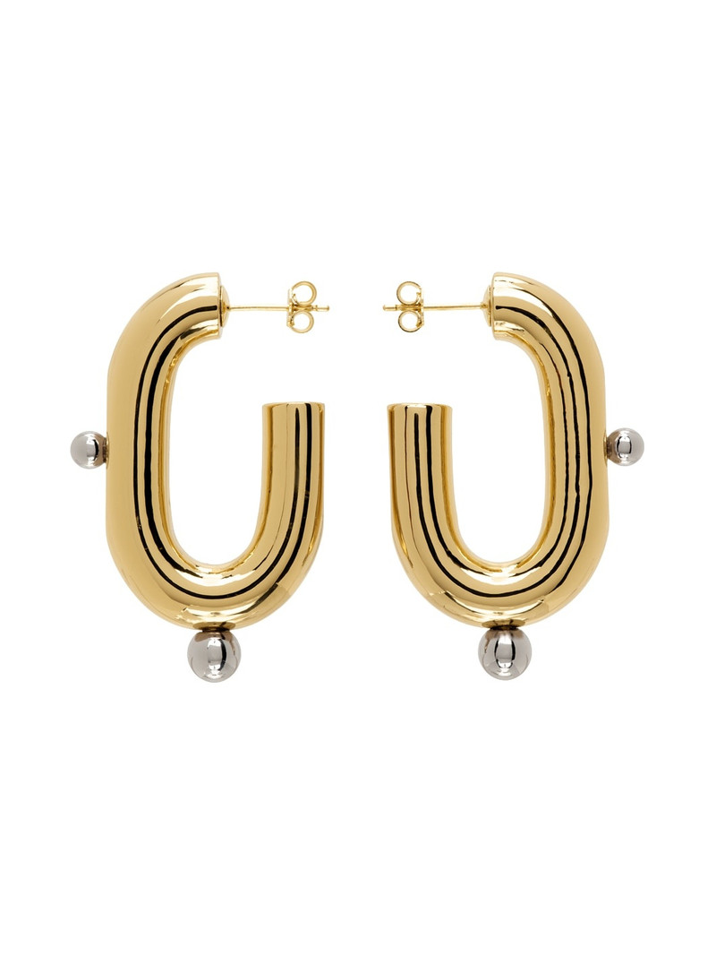 Gold XL Link Hoop Earrings 1