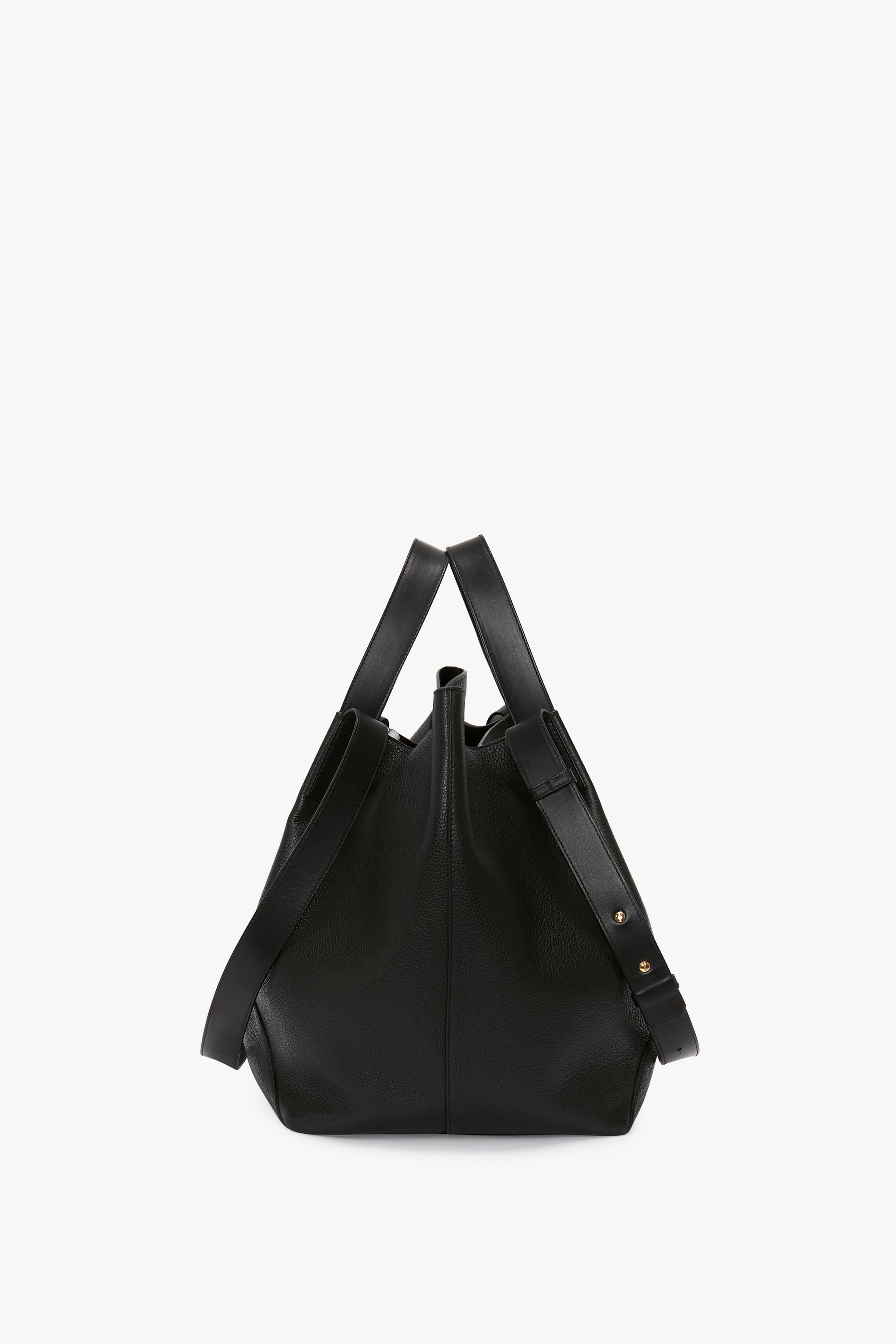 The Medium Tote In Black Leather - 4
