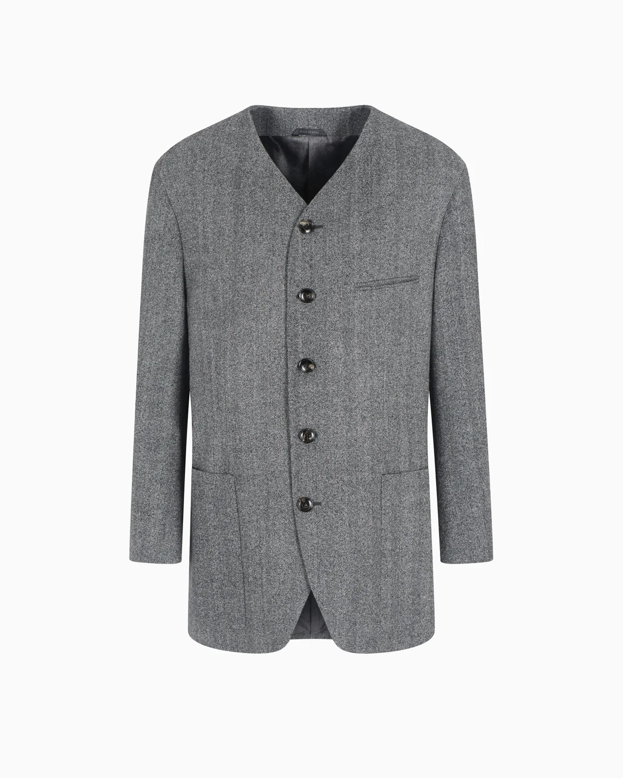 HERITAGE LINE SINGLE-BREASTED JACKET IN CHEVRON JACQUARD VIRGIN WOOL - 1