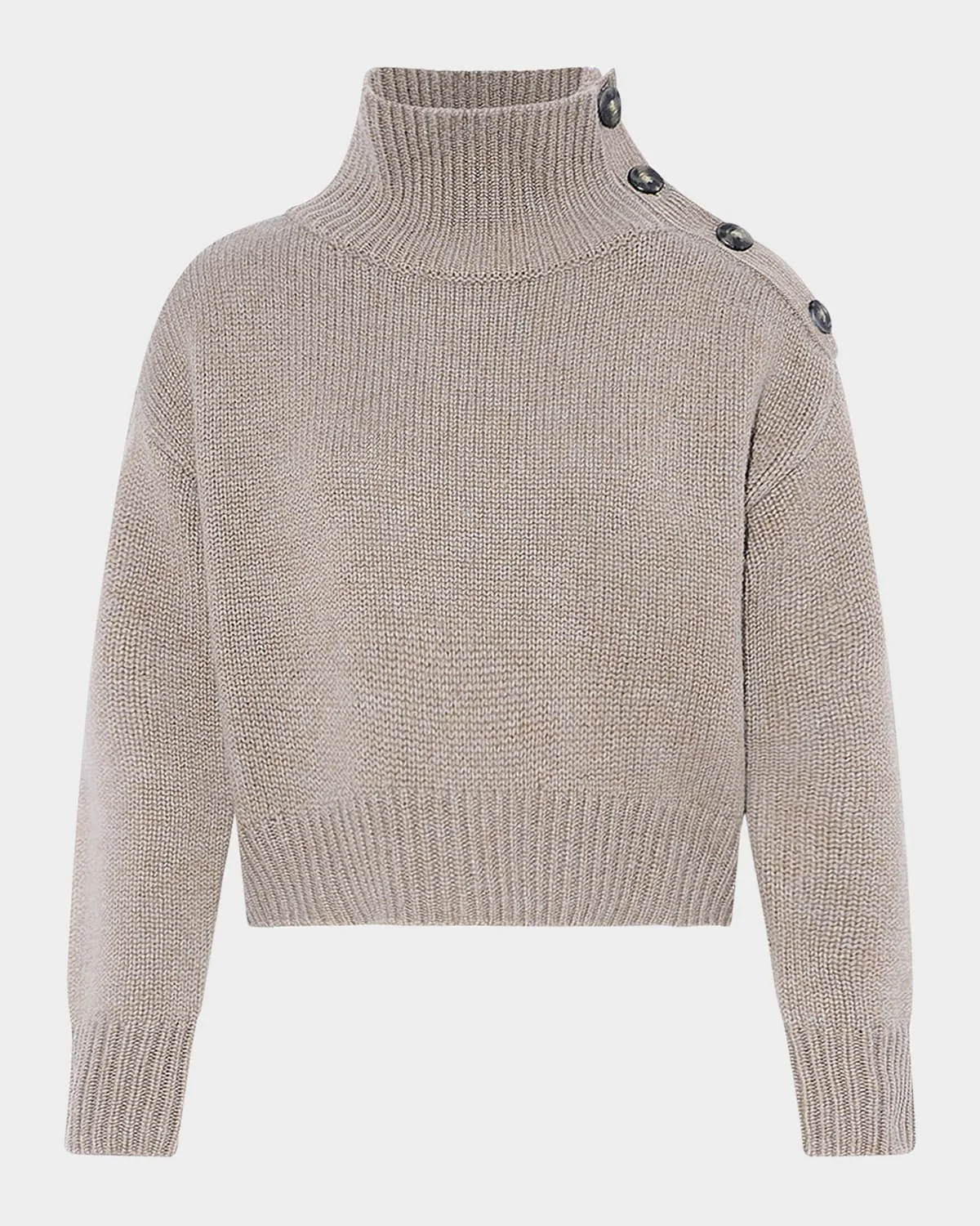 Buttoned Wool-Cashmere Sweater - 1