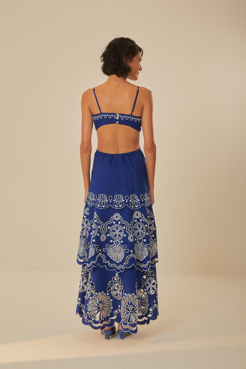 Blue Flower Richelieu Euroflax™ Premium Linen Midi Dress 4