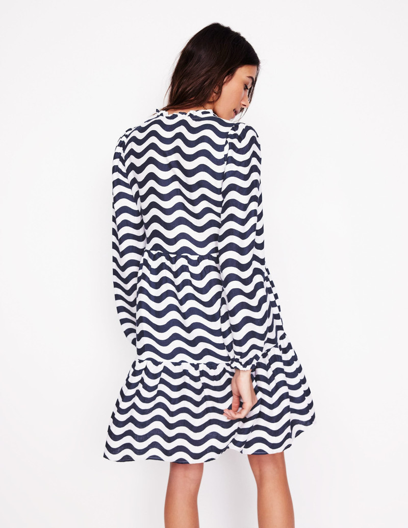 Esme Linen Mini Dress-French Navy, Mono Wave 5