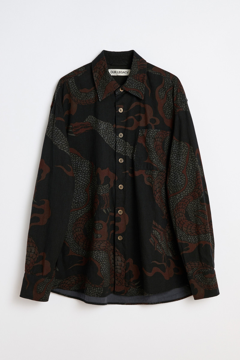 Above Shirt Brown Abstract Snake Print 1