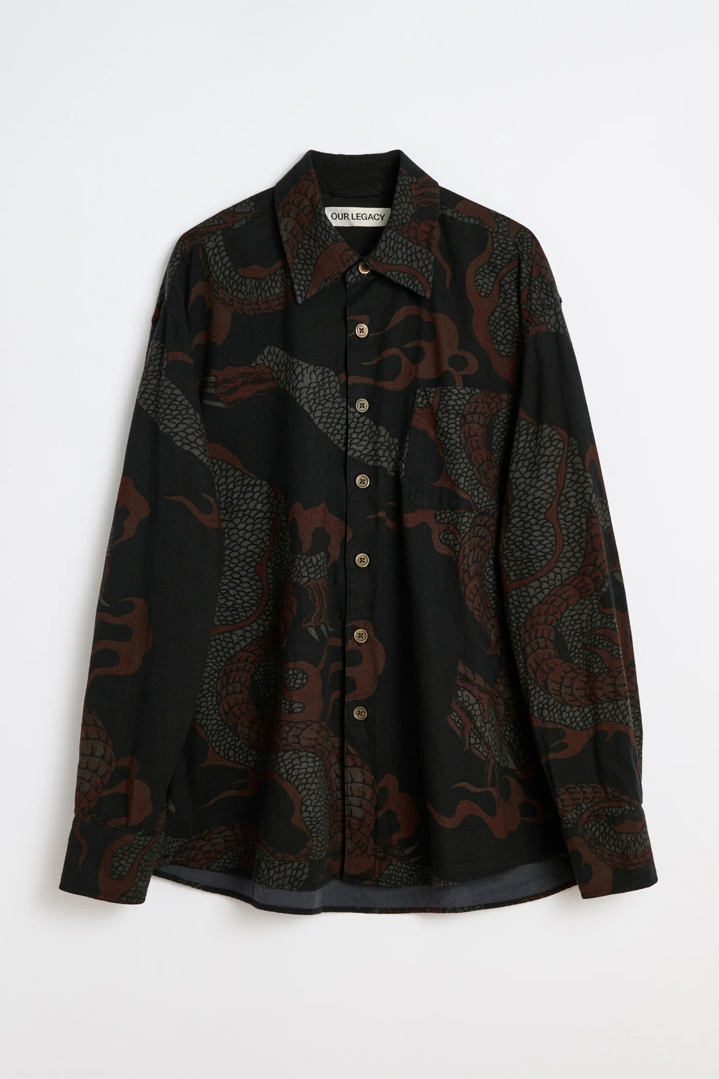 Above Shirt Brown Abstract Snake Print - 1