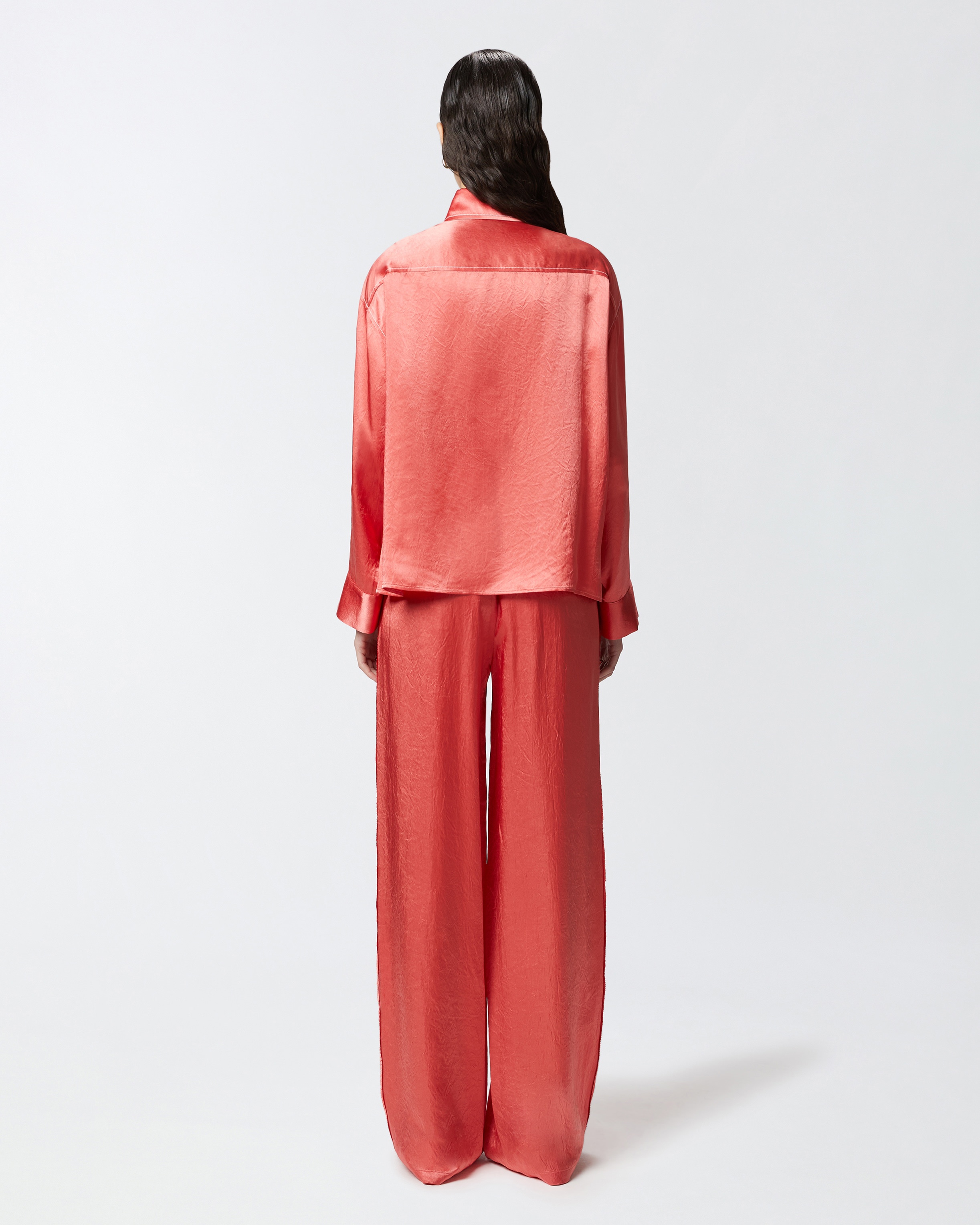 FLOWING SATIN SHIRT WITH SMALL POCKET - 4