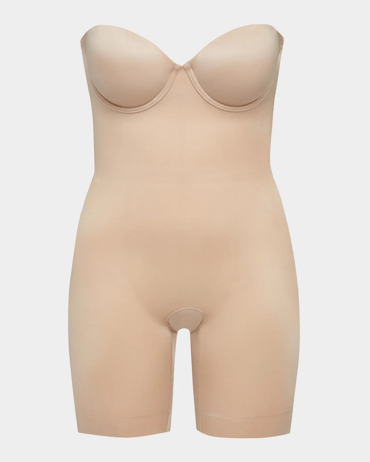SPANXshape Suit Your Fancy Strapless Cupped Mid-Thigh Bodysuit - 1