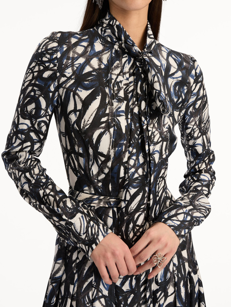 ABSTRACT SKETCH SILK TWILL DRESS 6